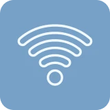 Wireless network symbol on blue square