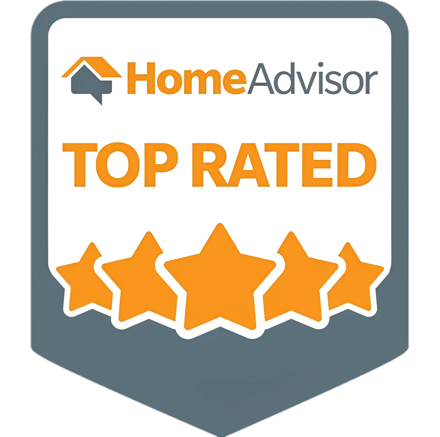 HomeAdvisor top rated badge with stars.
